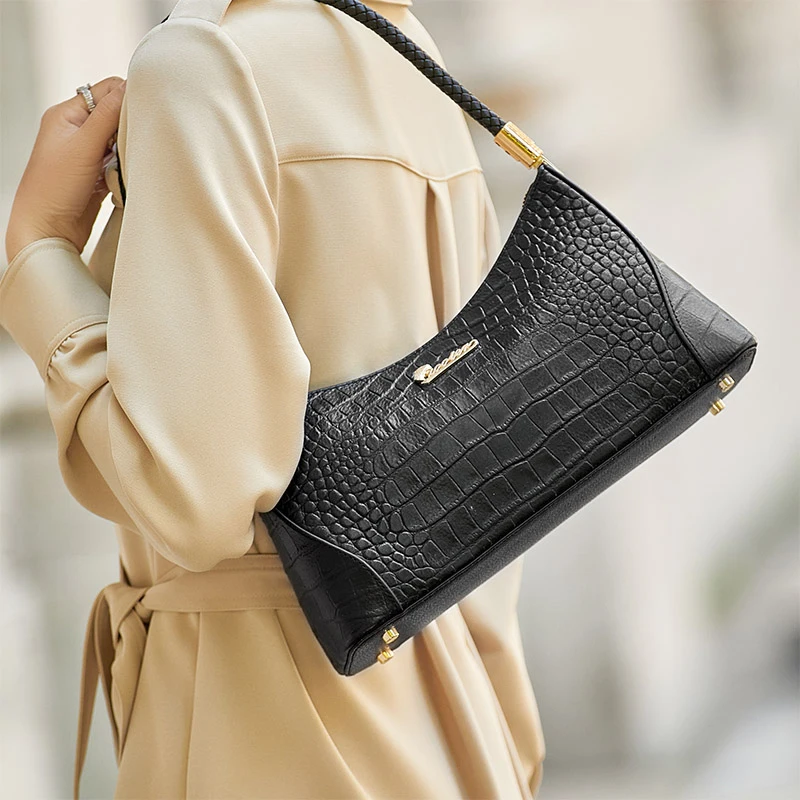 ZOOLER Handmade Women Genuine Leather Bag Cow Leather Shoulder Bags Luxurrious Black Ladies LT360