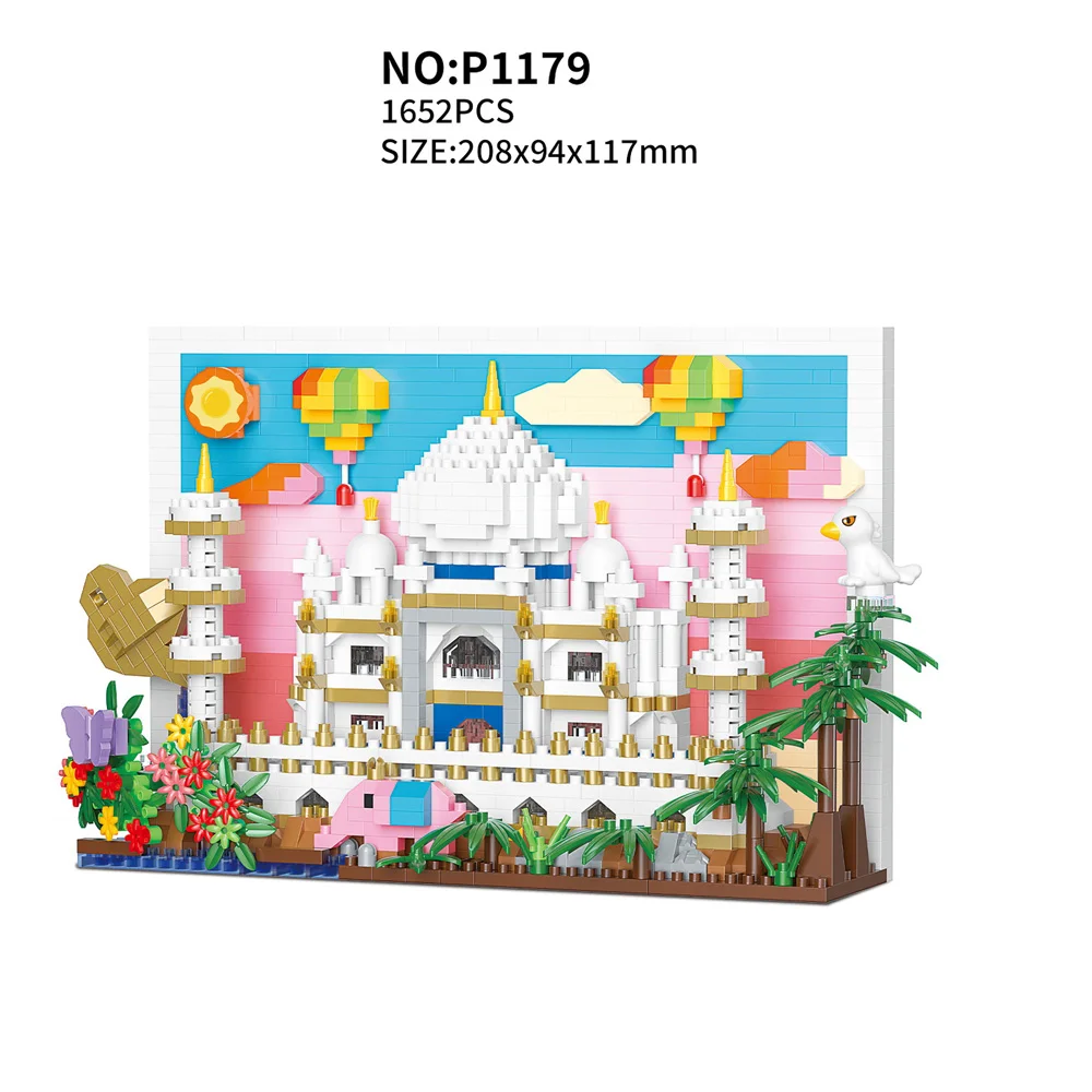 World Famous Historical Architecture Building Brick India Taj Mahal Model Micro Diamond Block Nanobrick Toy For Gifts Collection - view 6