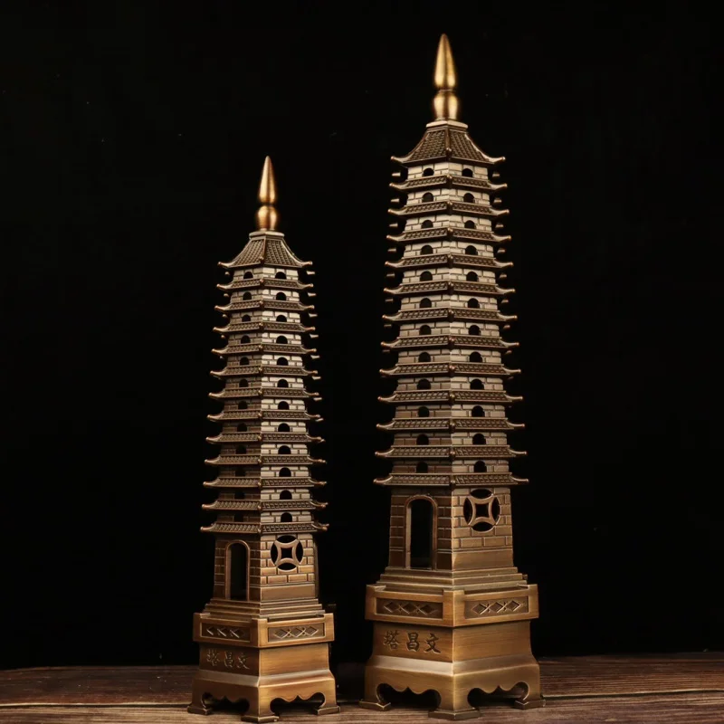 Brass Wenchang Tower Decoration 13 Layers Office Study Table Decoration Creative Gifts & Crafts Wholesale