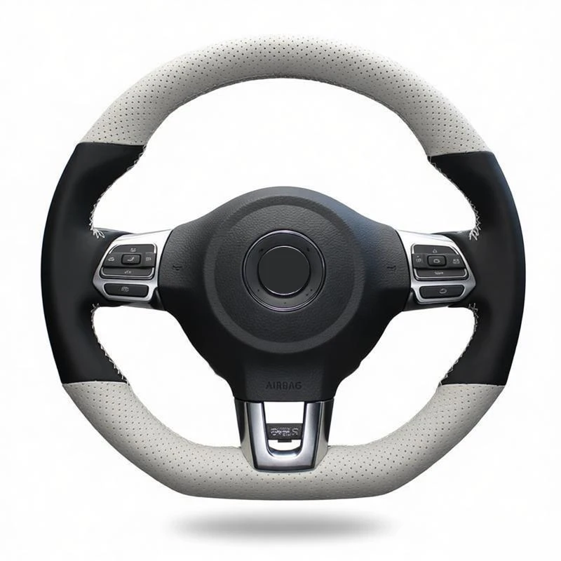 

Car Steering Wheel Cover Leather for Volkswagen Golf 6 GTI MK6 VW Polo GTI Scirocco R Passat CC R-Line 2010 Car Interior