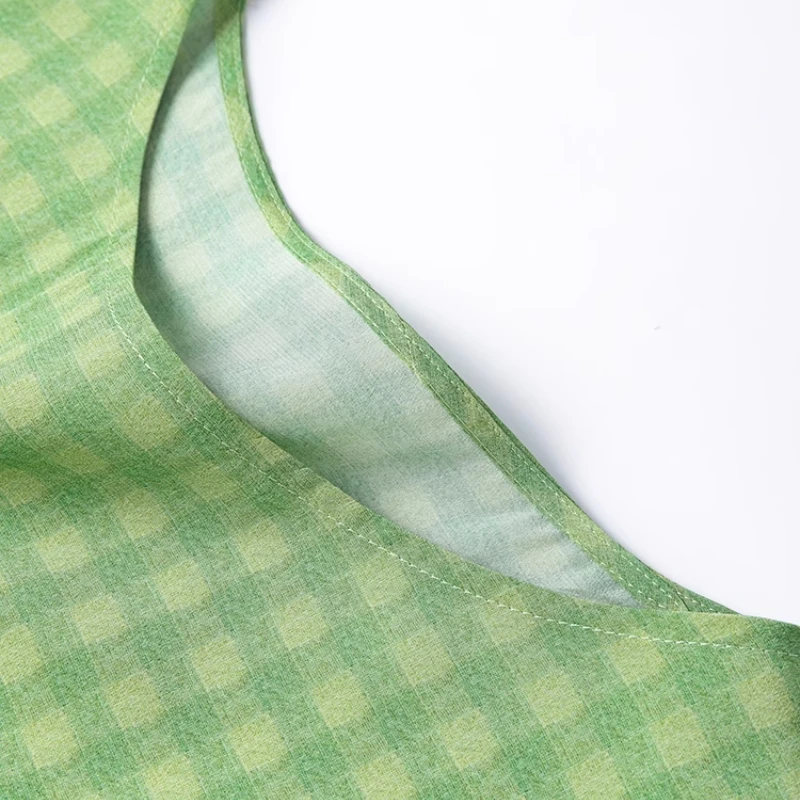 Birdtree 100% vestido de seda amoreira feminino, gola redonda solta crepe duplo sem mangas grade em camadas vestidos maxi verdes, verão 2025 d55610jf