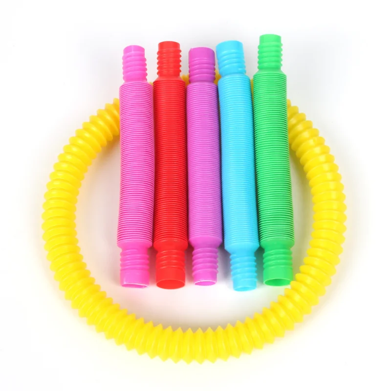 5PCS Mini Color Plastic Bellows Squeeze Toy Pull Telescopic Tube Popular Sensory Toys Adult Restless Children Decompression Vent