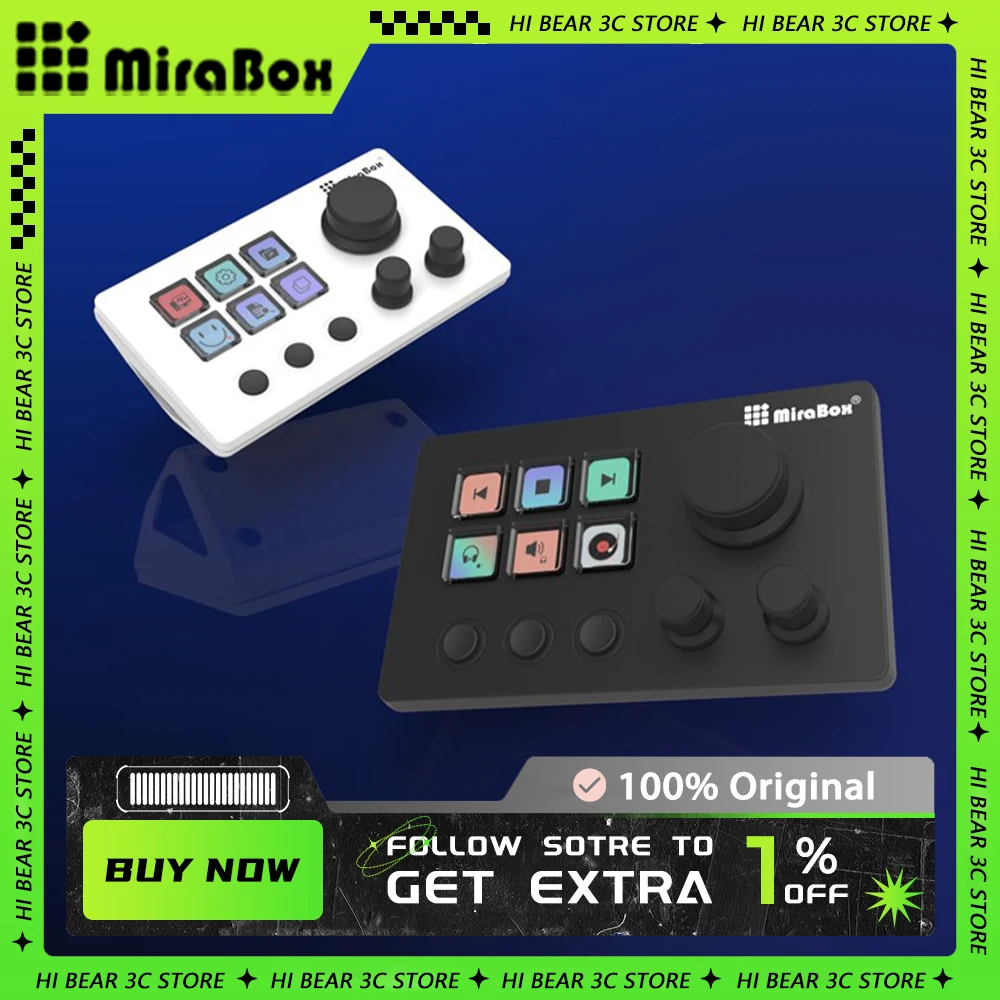 Mirabox N3 Mechanical Keyboard 3 Multifunctional Knob Desktop Controller Webcast PS Office Music Console Gaming Accessories Gift