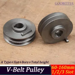 A-Groove V-Belt Pulley Cast Iron 1/2/3 Grooves 60-160mm OD 32/34/52mm Bore Electric Motor Parts