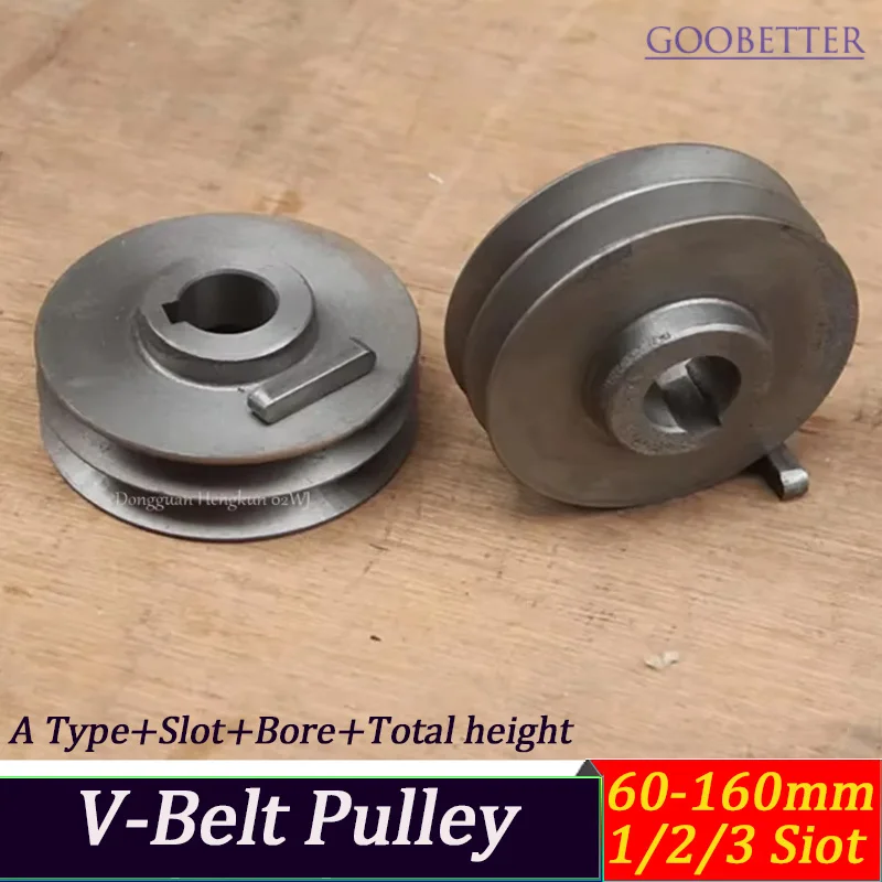 A-Groove V-Belt Pulley Cast Iron 1/2/3 Grooves 60-160mm OD 32/34/52mm Bore Electric Motor Parts