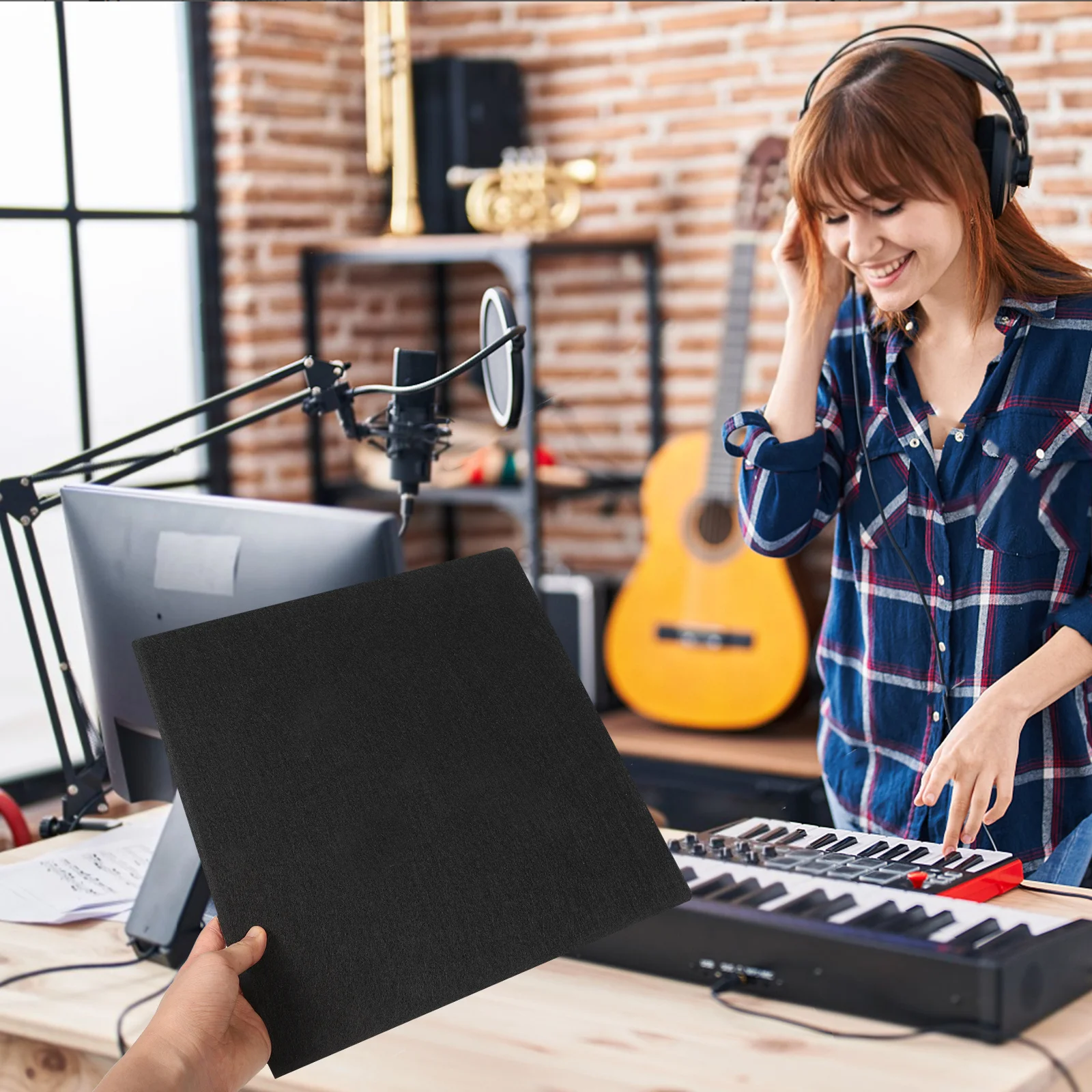 

12pcs Sound Absorbing Panels Self-Adhesive Acoustic Treatment For Wall Soundproofing Foam For Home Studio Office Music Room