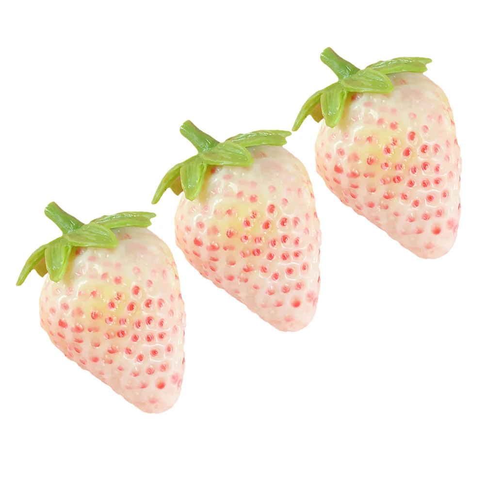 3 Pcs Simulated Strawberry Strawberries Decor Faux Fruit Artificial Fruits Decoration Fake Decorating Kit Decorations