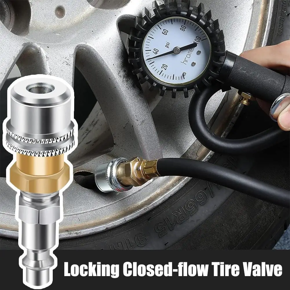 Closed Flow Brass Straight Tire Lock On Air Chuck 1/4FNPT Standard Male Quick Plug For Tire Inflator Gauge & Air Compressor ﻿