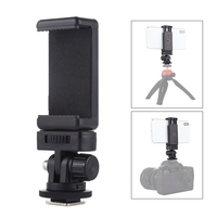 PULUZ 1/4 inch Screw Thread Cold Shoe Tripod Mount Adapter with Phone Clamp