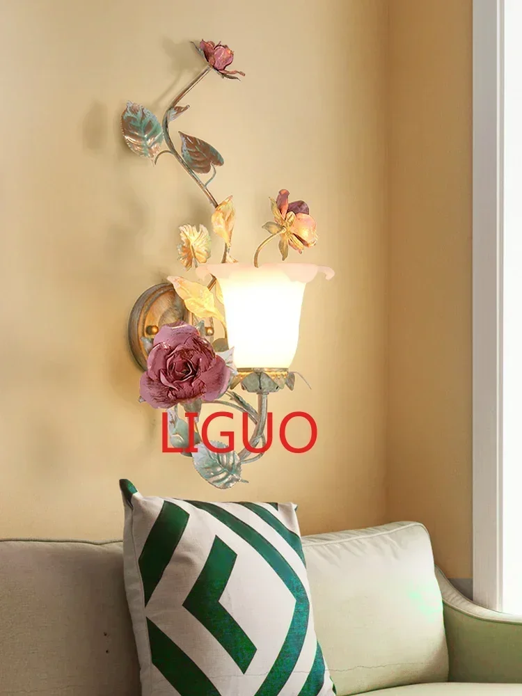 

Korean-Style Pastoral Mirror Front Lamp European-Style Flower Bedside Wall Bathroom Mirror Front