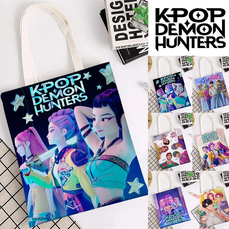 

Kpop Demon Hunters Tote Bag Anime Portable Handbag Cute Women Girls Shopping Travel Grocery Storage Bag School Office Bento Bags