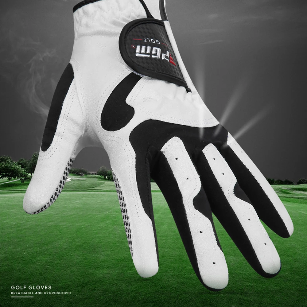 PGM Breathable Fabric Golf Gloves for Men, Antislip Granulated, Abrasion Resistant Sports, Microfibre Left and Right Hand Glove