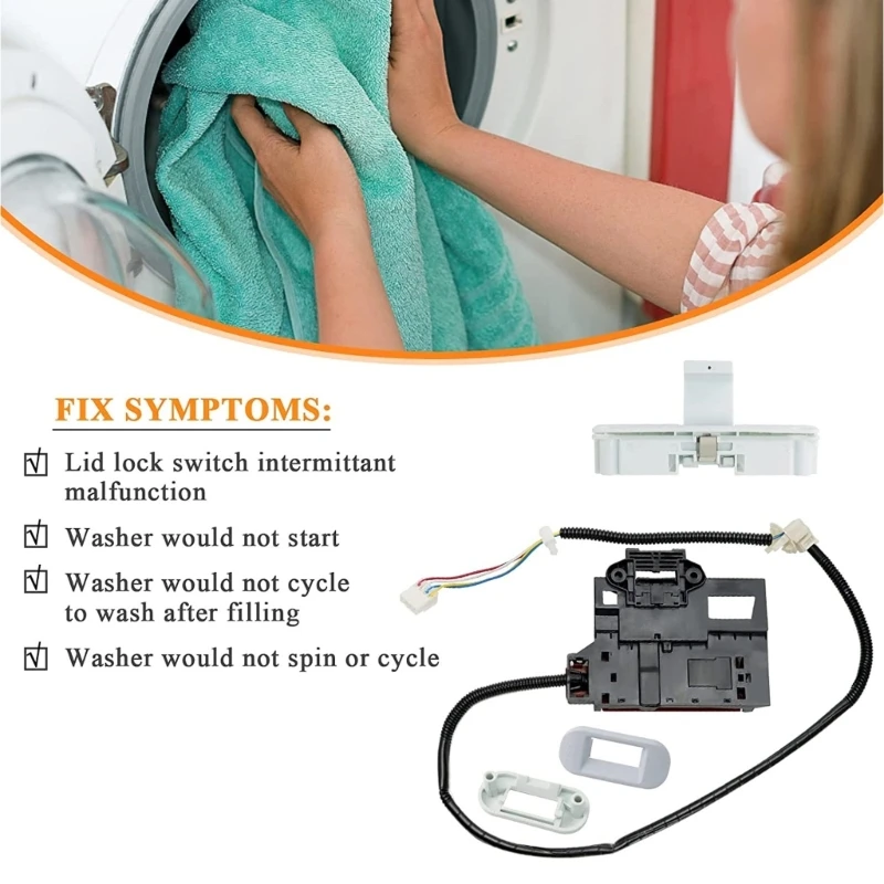 Assembly W10240513 W10238287 ซ่อมเครื่องซักผ้าเครื่องซักผ้าฝาปิดล็อคDropshipping