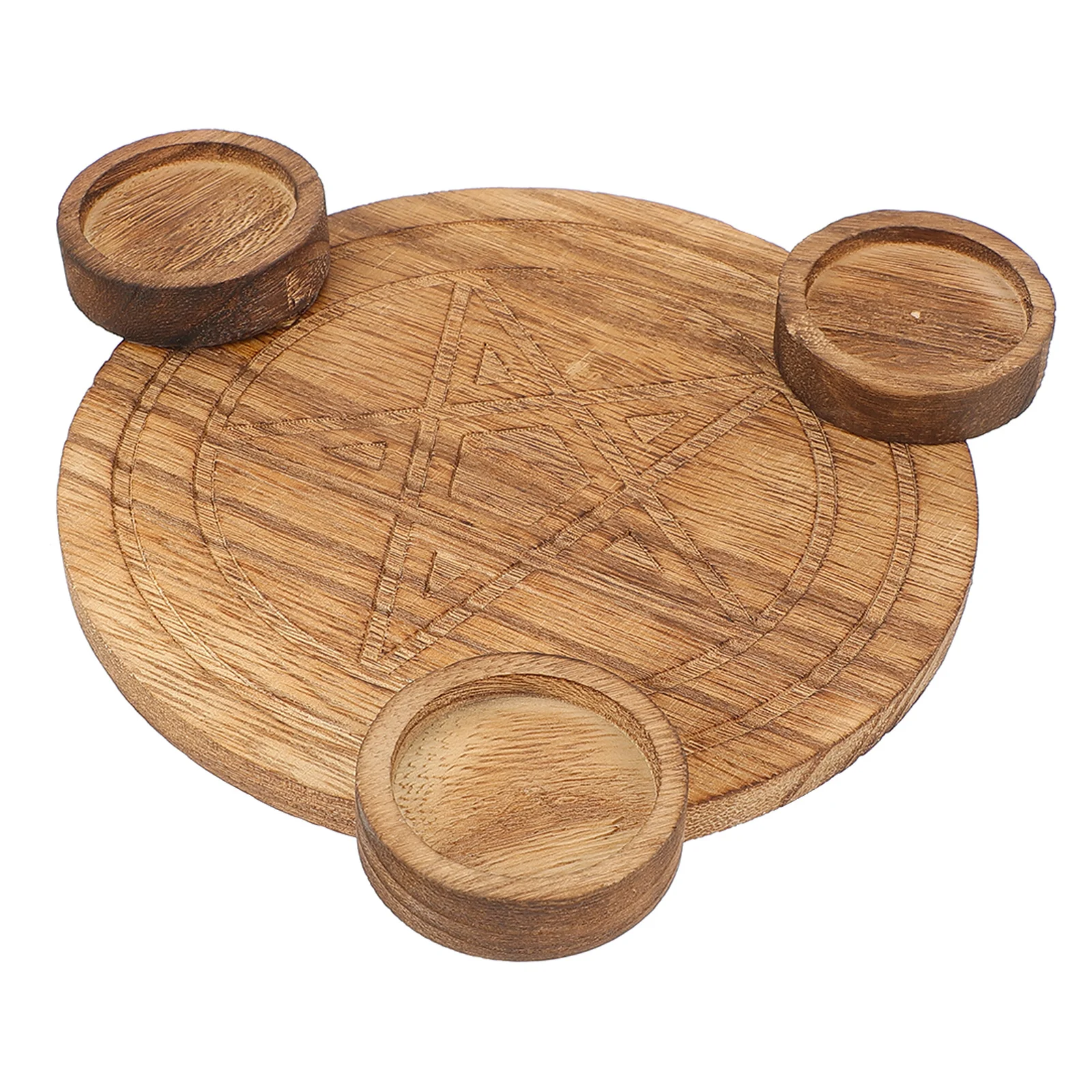 

1Pcs Wooden Altar Candlestick Pentacle Decorative Holder for Spiritual Rituals Home Living Room Tarot Supplies
