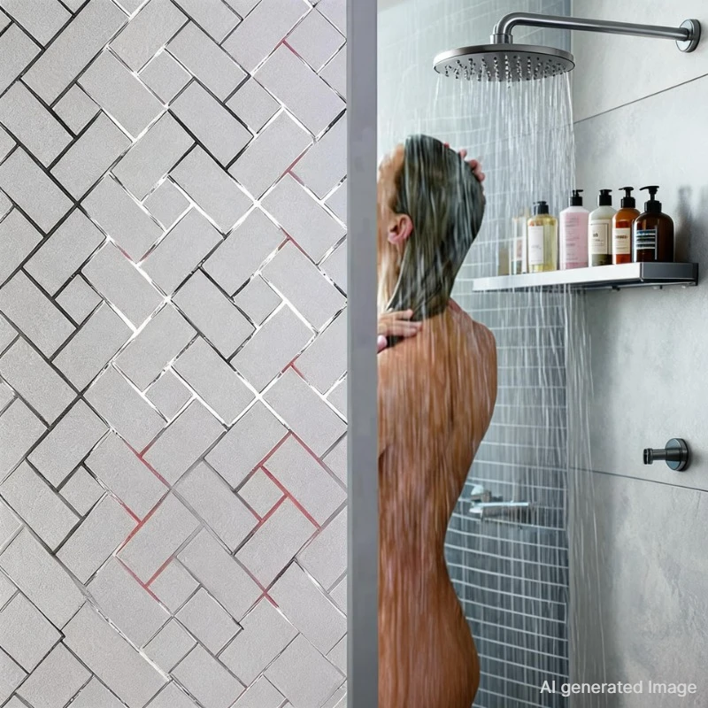 Diagonales Gitter-Fensterfolie-Schutzglas, Sichtschutz-Fensterfolie, halbtransparenter und undurchsichtiger Aufkleber, geeignet für Zuhause, Küche, Badezimmer, Büro und andere Umgebungen 2028