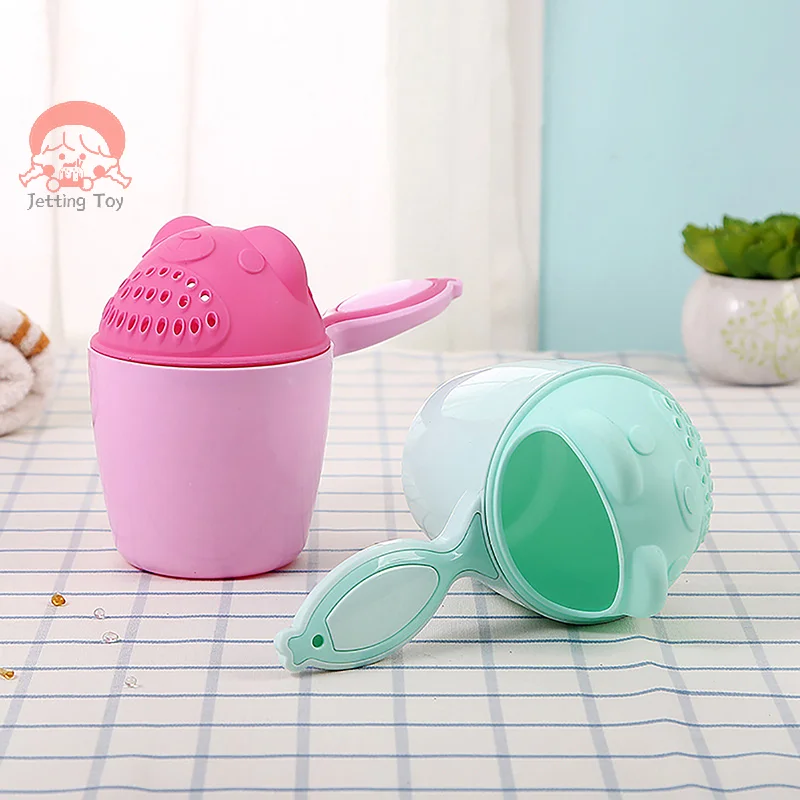 Cute Cartoon Baby Shower Shampoo Cup Kids Bathing Toys Bathroom Shower Shampoo Rinse Cup Hair Washing Spoon With Handle