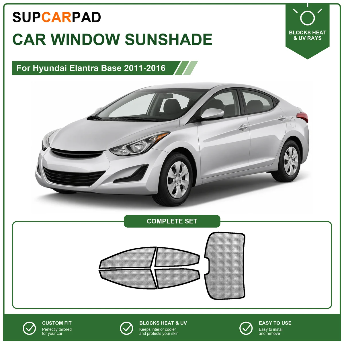 For Hyundai Elantra Base 2011-2016 Full Set Car Window Sunshades UV Block Privacy Heat Insulated Foldable Car Curtain