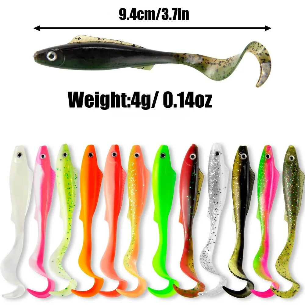 5PCS  Dynamic & Realistic! 3D Curly Tail Grub | Two-Tone Eyes, Salt & Freshwater | 9.4cm/ 4.1g Finesse Fishing view 3