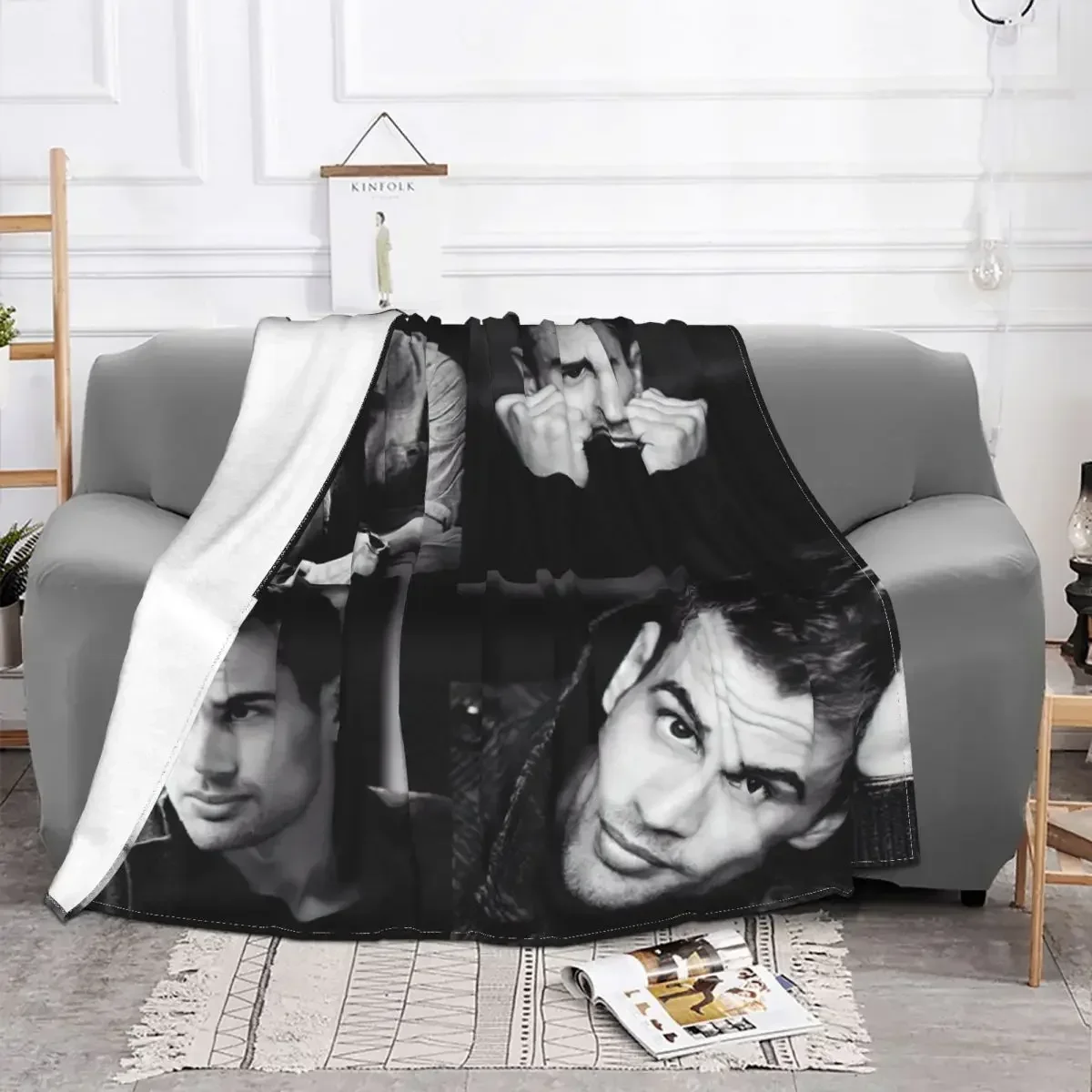 Theo James Plaid Blankets Coral Fleece Plush Print Collage Multi-function Soft Throw Blanket for Home Outdoor Rug Piece