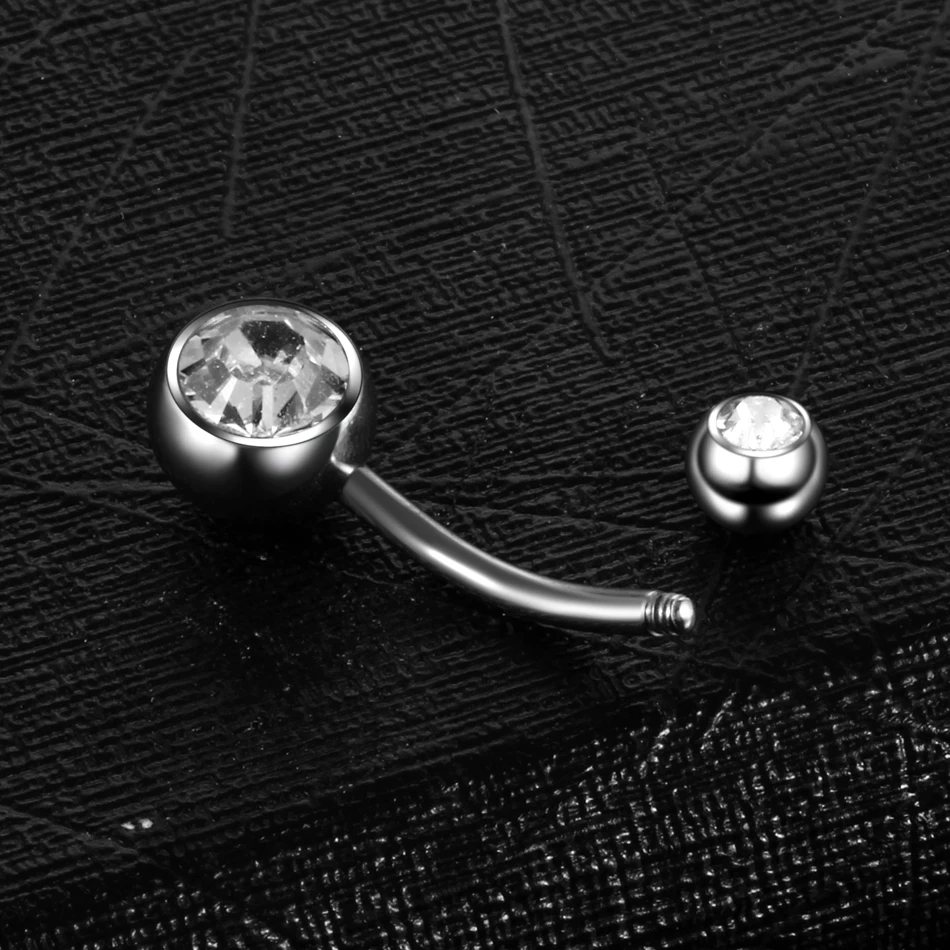 Piercing de nombril en titane, anneaux de nombril, double gemme, cubique, contre-indiqué, fileté à l'extérieur, cone, Pcomprend ing Umbigo, bijoux, 14G, lot de 10 pièces