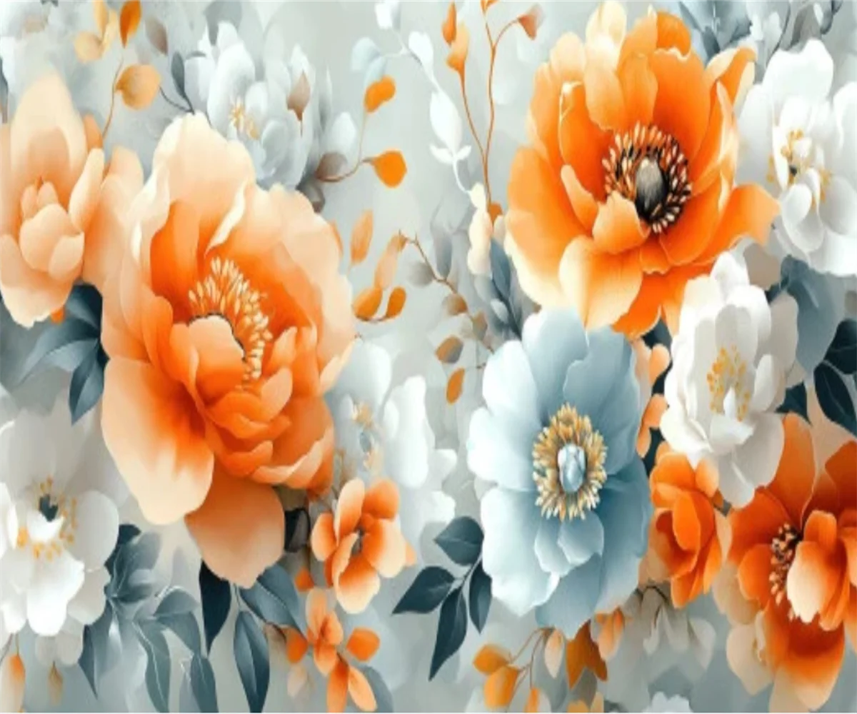 

Custom size wallpaper Hand-painted peony mural home decoration pastoral flower collection wall sticker mural 3d wallpaper