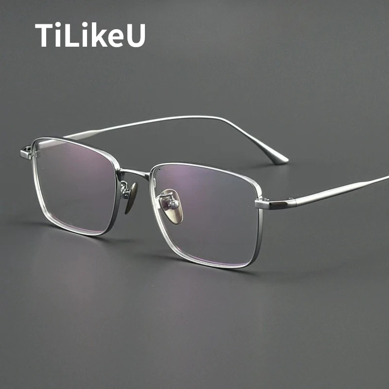 Japanese Pure Titanium Brand Retro Rectangular Glasses Frame Men Women Ultralight Full Rim Prescription Eyeglass Reading Eyewear