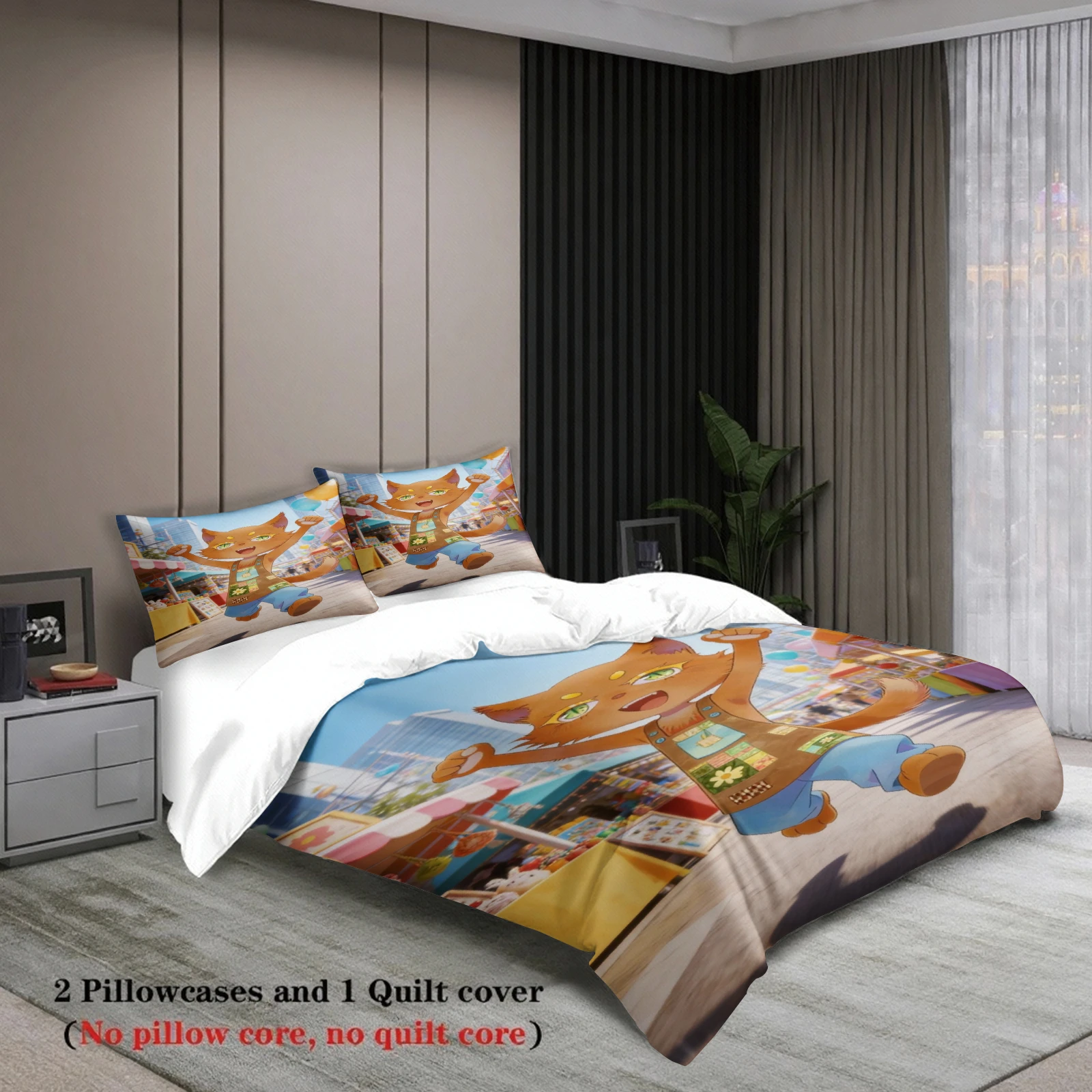 Kids Bedding Set Softville Cozy Town Cute Fern the Quilt Fox With Duvet Cover & Pillowcase For Children's Bedroom Decor