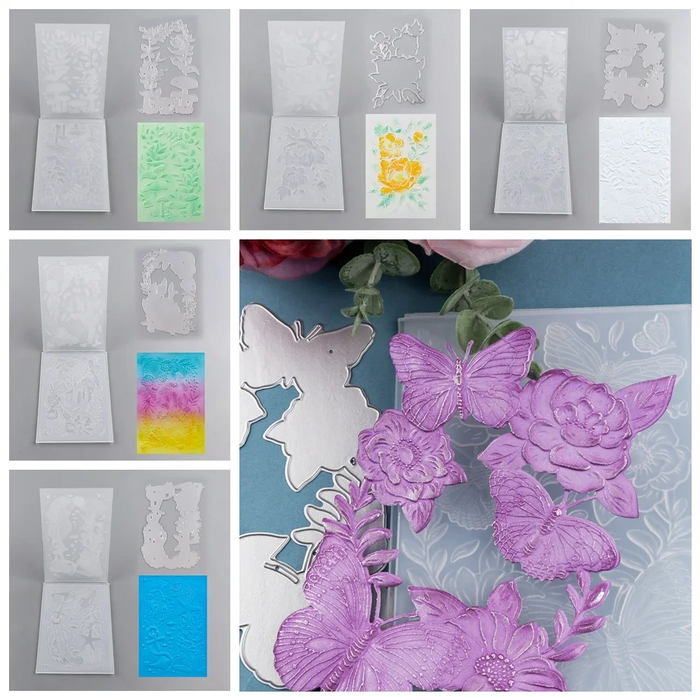 Elegante Blumen blüte Schmetterling Anker Seastar gemischte Muster 3d Präge Ordner und Schneidwerk zeuge für DIY Scrap booking Handwerk