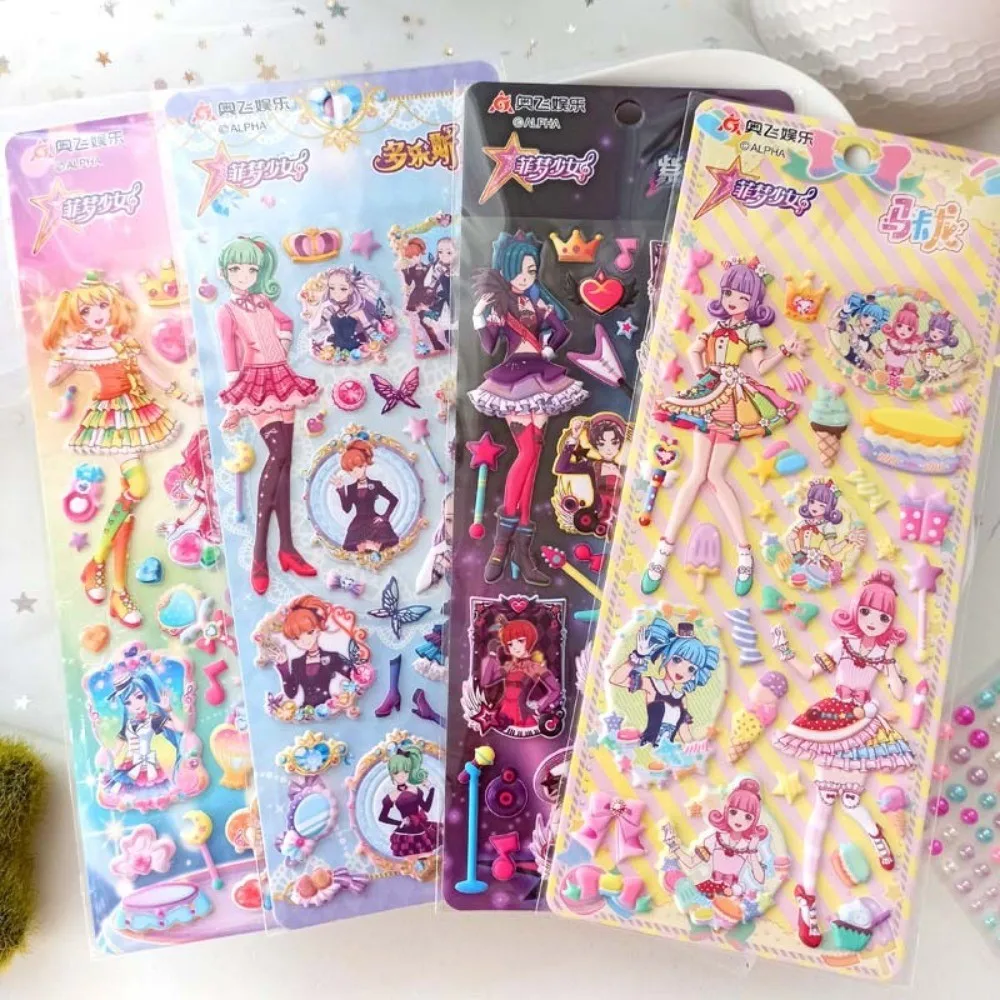 

Набор из 4 официально лицензированных наклеек Feimeng Girls EVA Bubble Stickers - многоразовые наклейки Kawaii Princess Golden Memory Stickers Store