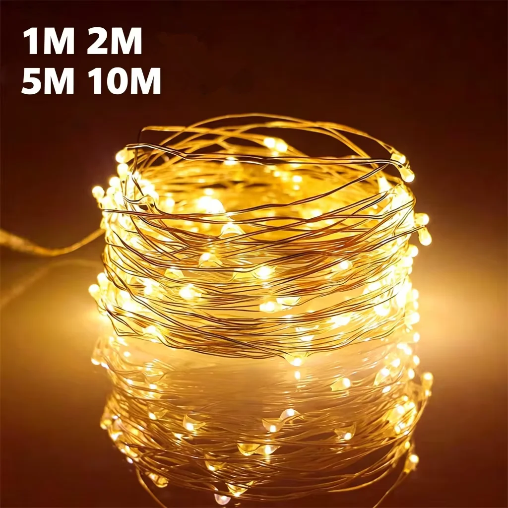 Battery Power for 1-10m Chrismtas Wedding Fairy Garland Lamp Festoon Light String New Year 2027 Home Party Bedroom Decoration