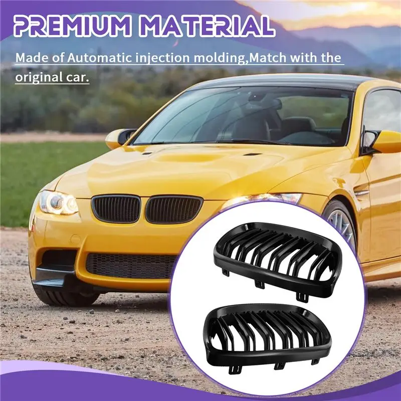 [A92P!】 Automobile Double Line Grills Front Bumper Racing Grill For BMW E92 E93 2 Doors M3 2006-2009 High Quality Car Parts