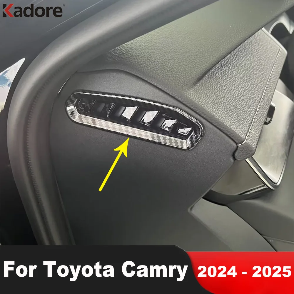 For Toyota Camry 2024 2025 Carbon Fiber Car Front Upper Air Condition Vent Outlet Cover Trim Interior Mouldings Accessories