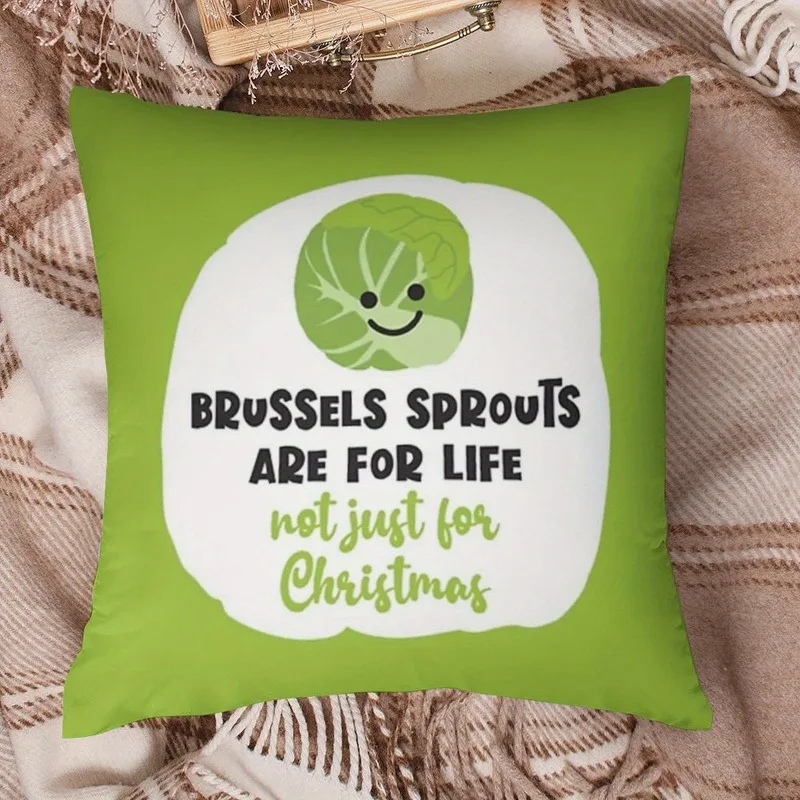 1PC Fun Vegetable Lover Decor Pillow Cover, Green White Double‑Sided Print, Creative Home Decor for Kitchen & Living Room