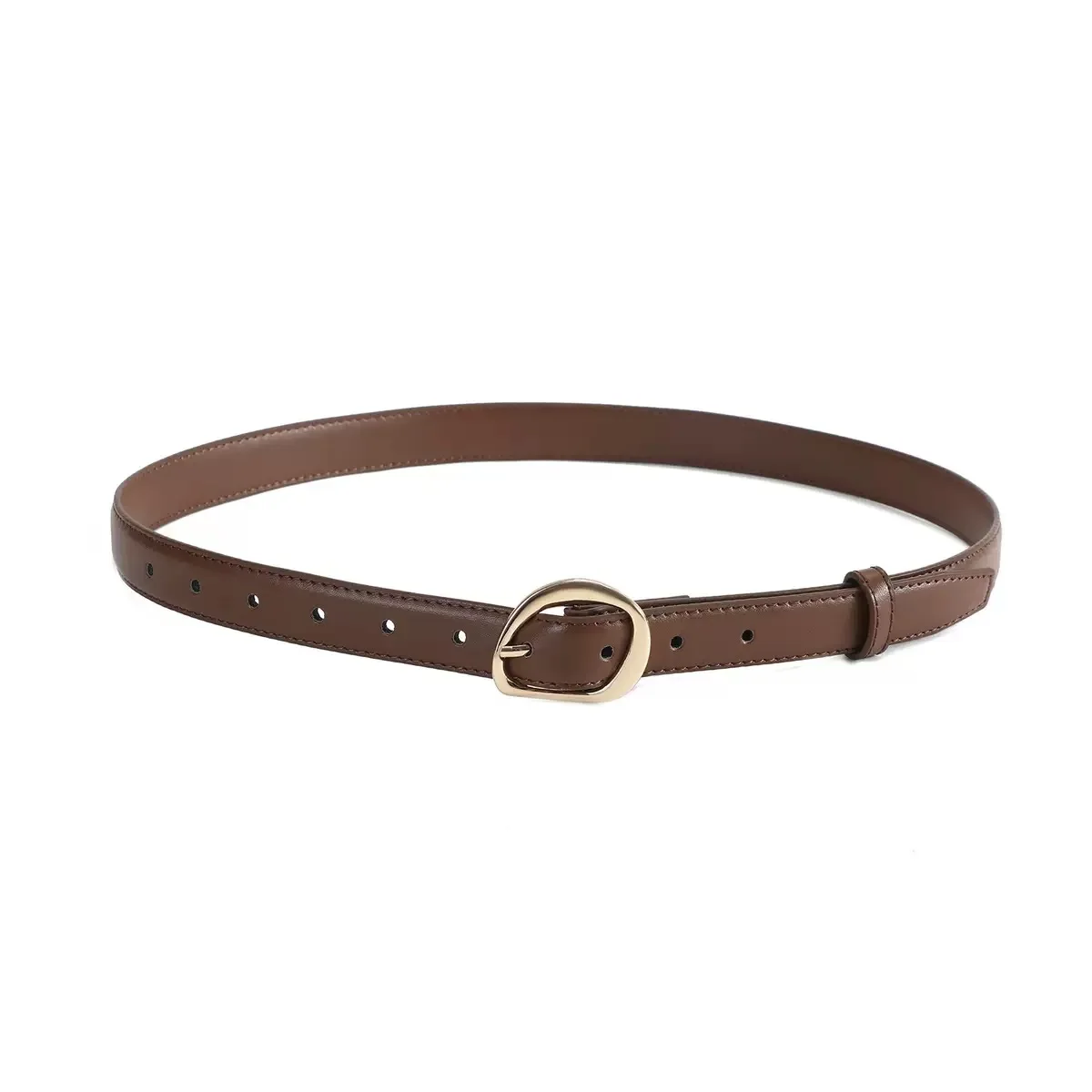 Luxuriöse PU-Ledergürtel für Damen, Modische Goldene Dornschließe, 2,3 cm Breiter Taillengürtel für Kleider & Jeans, Accessoires in Schwarz und Braun – Detail 9