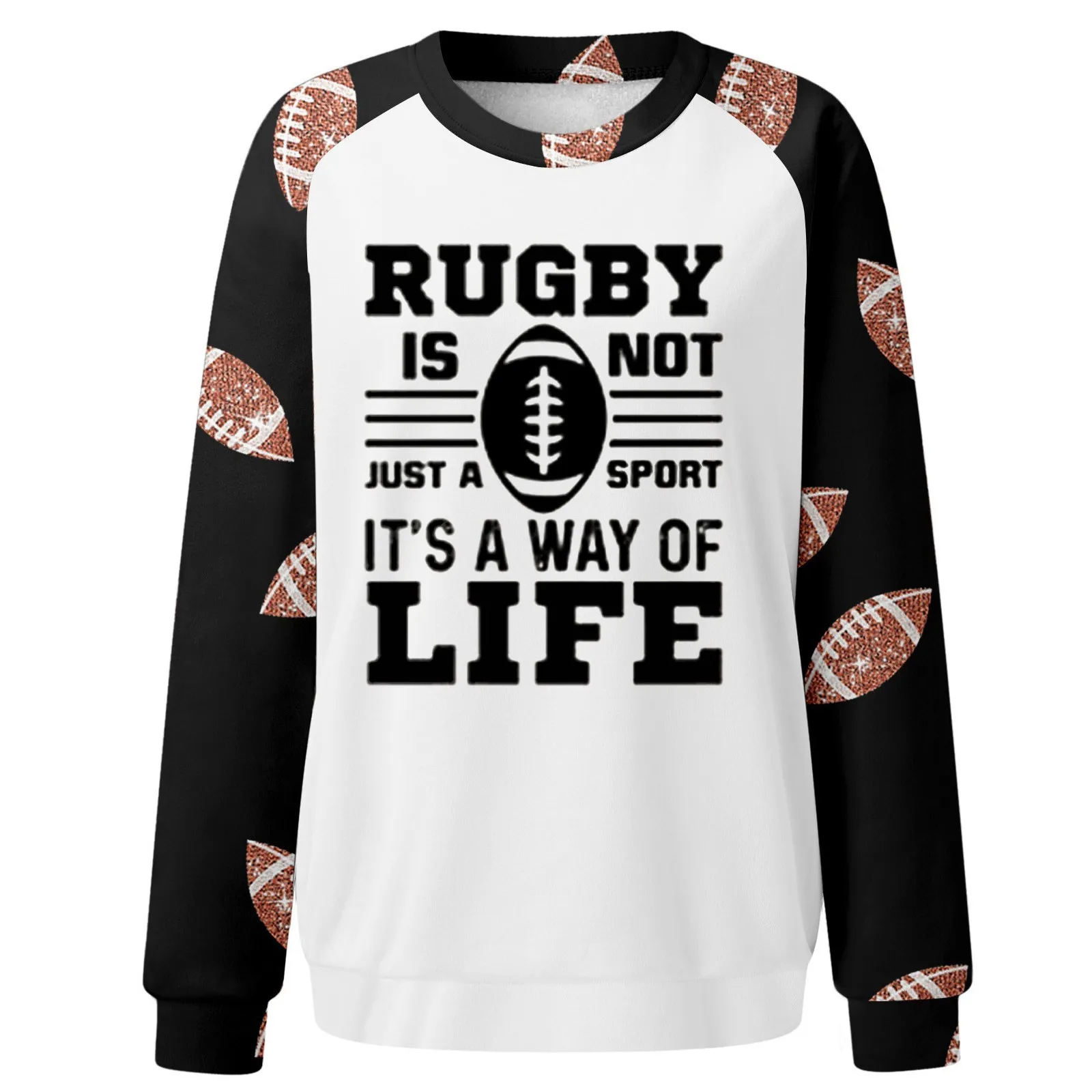 American Football Printed Sweatshirt for Women 2024 New In Fashion Crew Neck Long Sleeve Rugby Pullover Top Women's Clothing