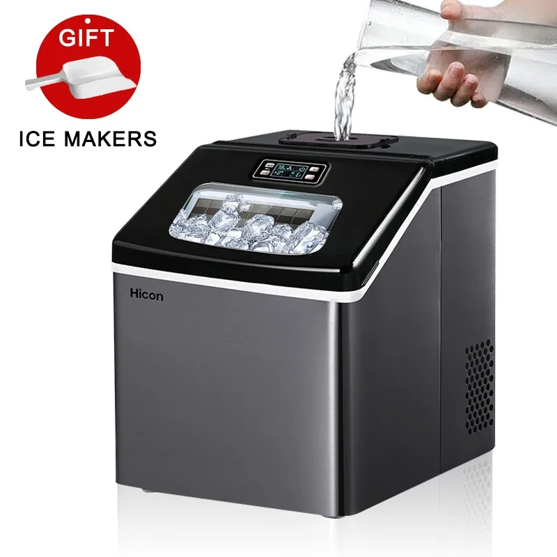 Kitchen Ice Makers 25kg Milk Tea Shop Ice-Cube Machine Electric Ice Generator Home Countertop Portable Ice Cube Maker Machine