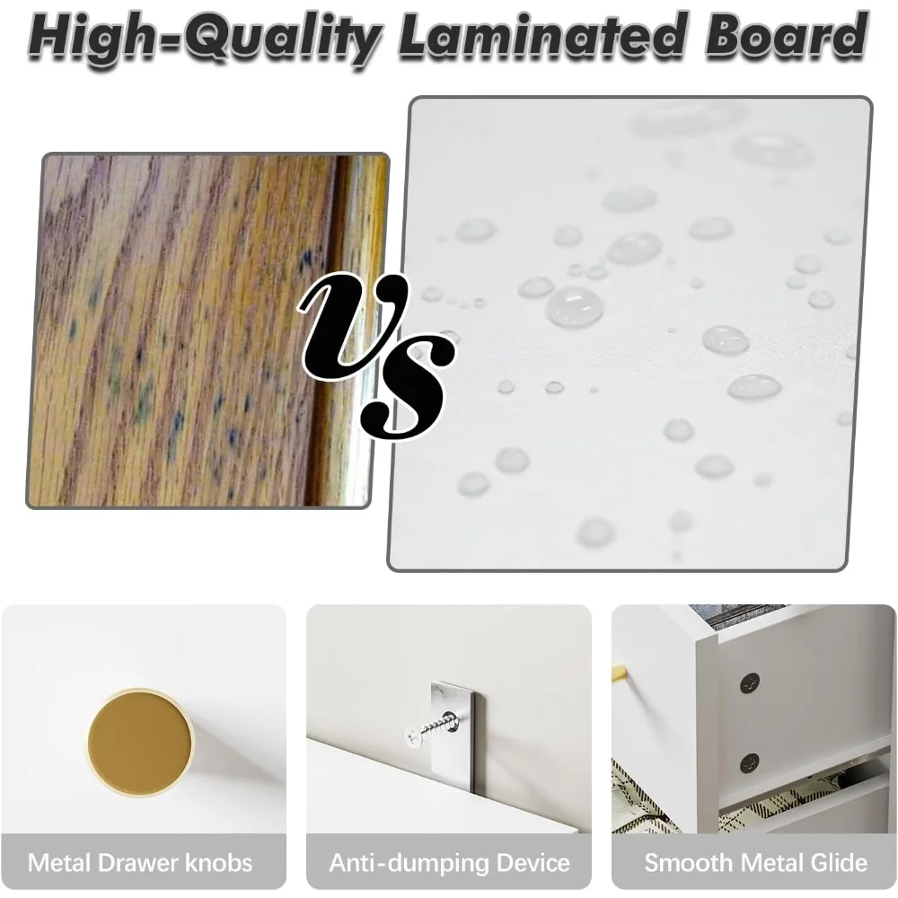 2 PCS Dresser Set for Bedroom Set - Include One Modern with 7 Drawers,One Kids  with 4 Drawers, White Dressers