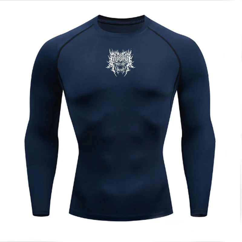 Men's Women's Quick Dry Sports Long Sleeve T-shirt, Stylish Monochromatic Abstract Spiky Frost Pattern, Moisture Wicking Elas