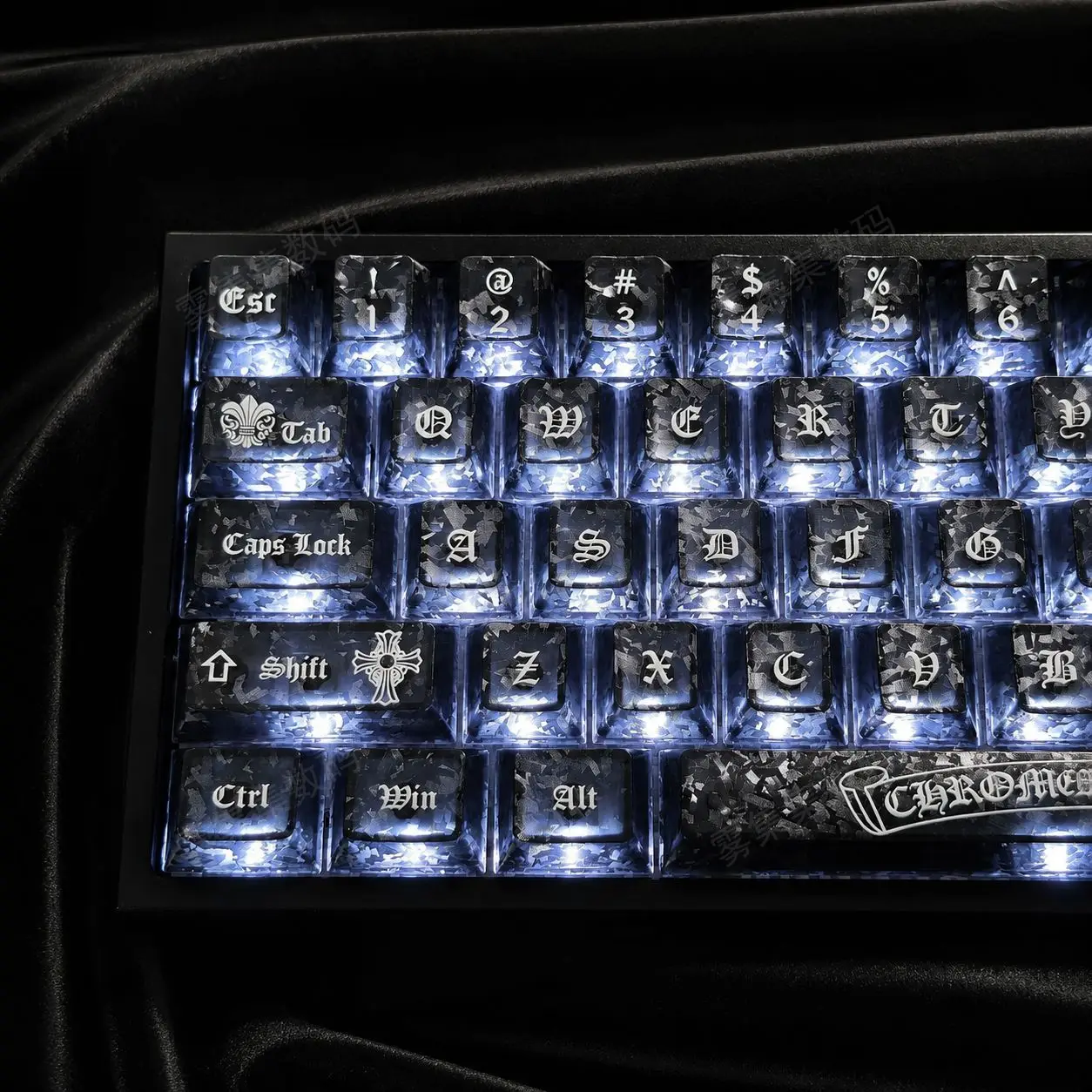Ice Carbon Fiber Kluo Core Shine-Through Keycaps Cherry Profile for AULA MCHOSE Mad Catz MX Magnetic Switch Keyboards
