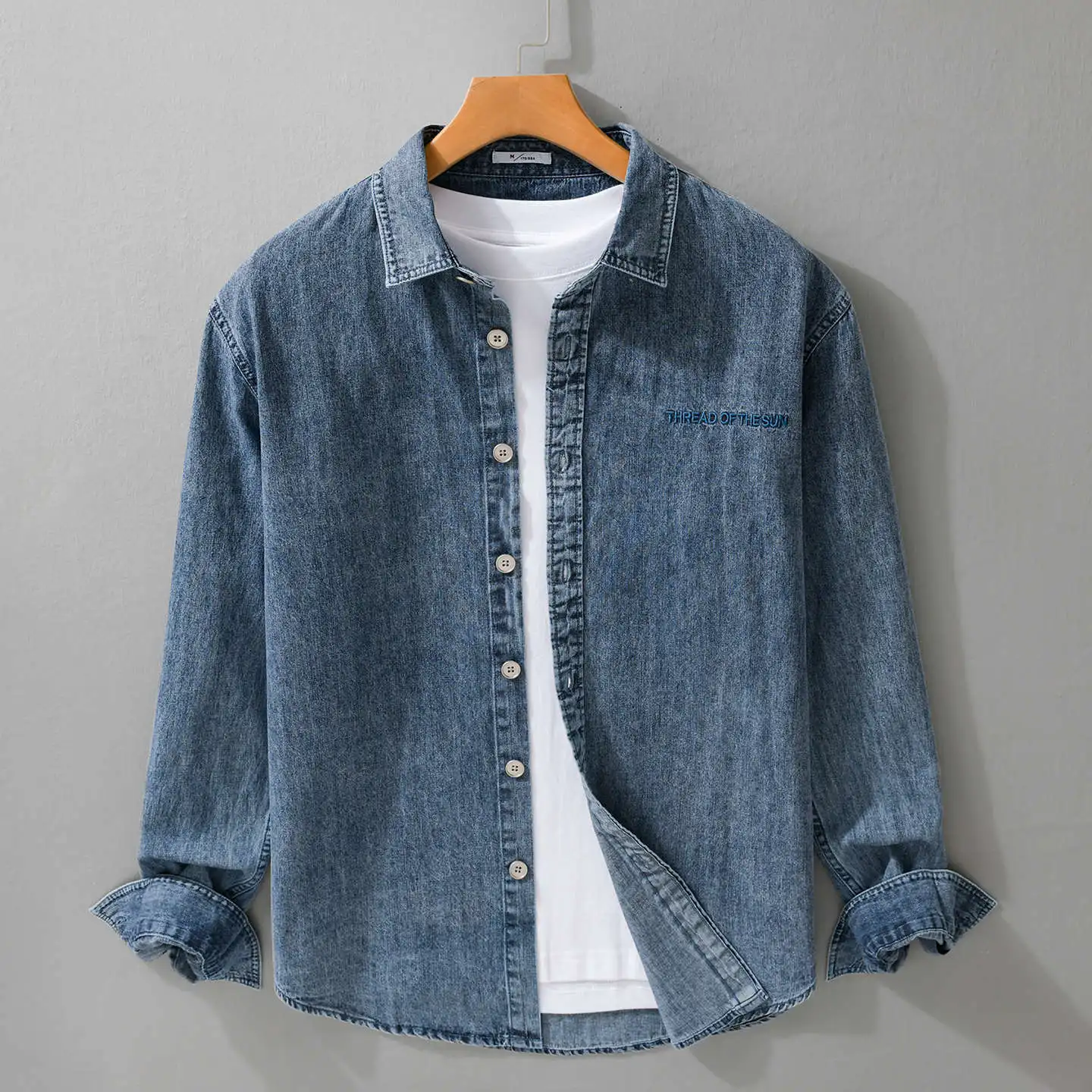 Autumn Spring Long Sleeve Denim Shirts 96% Cotton Cargo Korean Fashion Mens Casual Shirts 2026 Vintage camisa invierno hombre