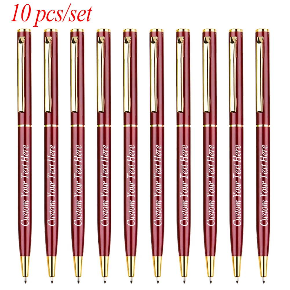 

Набор из 10 шт. персонализированных шариковых ручек на заказ, канцелярские товары, подарок для учителя, школьные принадлежности, роскошные металлические ручки для офиса и студентов