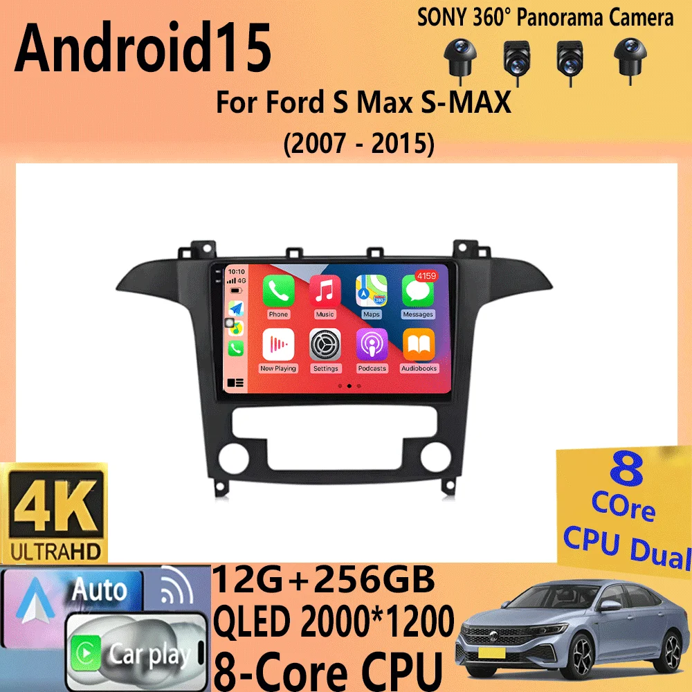 

9 "Android 15 Автомобильное радиоДля Ford S Max S-MAX 2007-2015 Мультимедийный плеер 2 Din-навигация GPS RDS DSP TB Carplay 5G WIFI