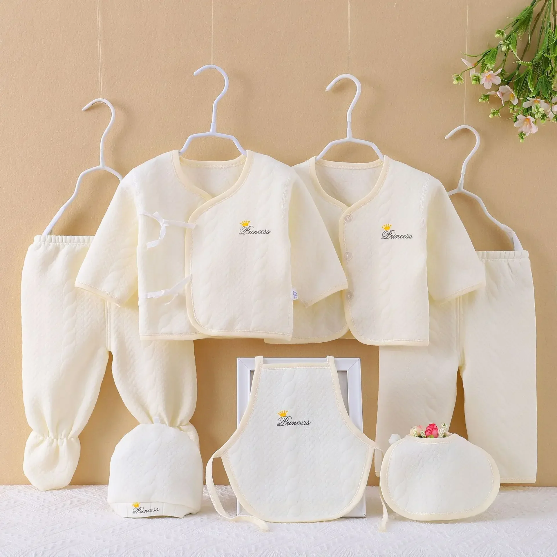 7Piece Spring Autumn Newborn Girls Clothes Boys Outfit Set Casual Cartoon Cute Cotton Long Sleeve Tops+Pants Baby Stuff BC801