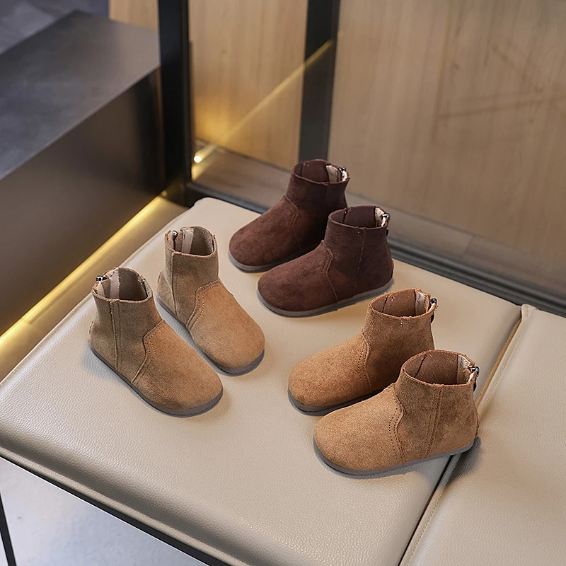 

2025 New Children's Boots Four Seasons Models Simple Boys Girls Leather Boots Fashion Casual Kids Shoes Детские Сапоги