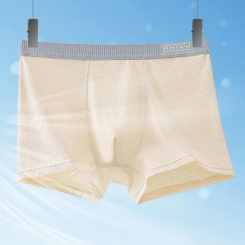 

4Pcs Simple Thin Ice Silk Boxer Briefs Mid Waist Seamless Ice Silk Boxers Teenager Lingerie Underwear for Men Middle School Boys