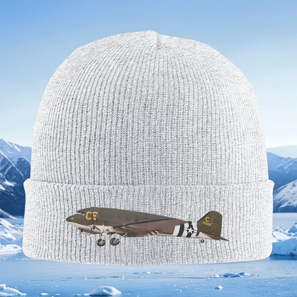 White stars black stripes plane Men Women Unisex Knitted Hat Beanie Pullover Cap Winter Thermal Warm Christmas Outdoor Cycling H