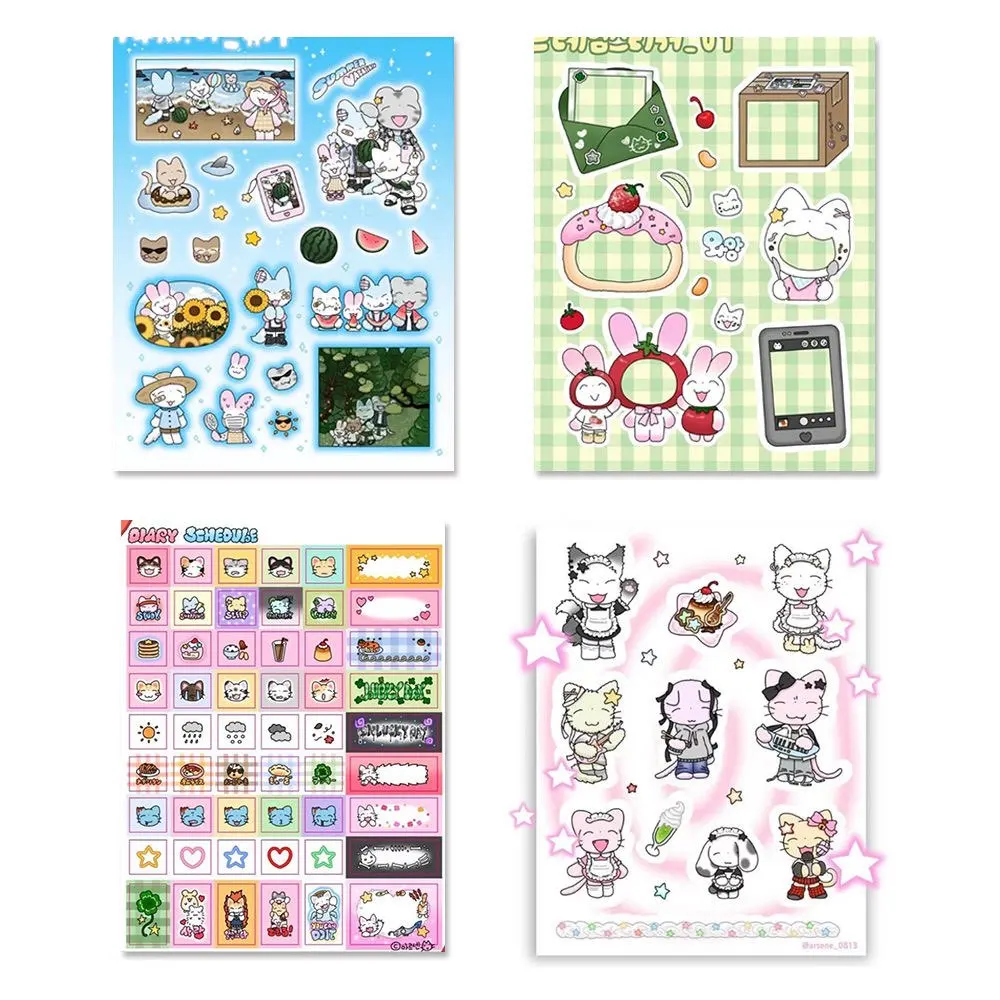 

1/4 Pcs Kitten Stickers 2nd Shot Arsene Korean Ins Cartoon Gooka Handbag Stickers DIY Goo Ben Material