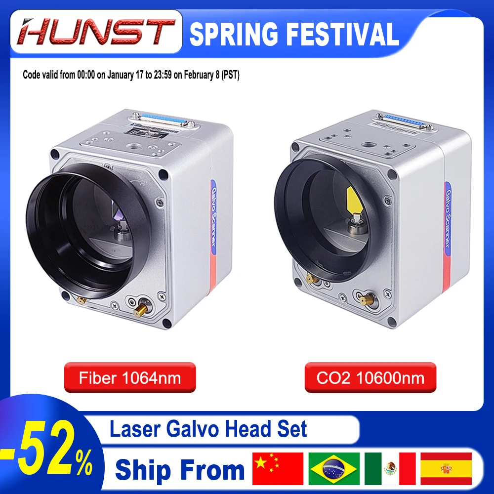 Hunst SINO-GALVO RC1001 CO2 & Fiber Laser Scan Galvo Head Set 10.6Um 1064nm Apeature 10mm Galvanometer Scanner with Power Supply