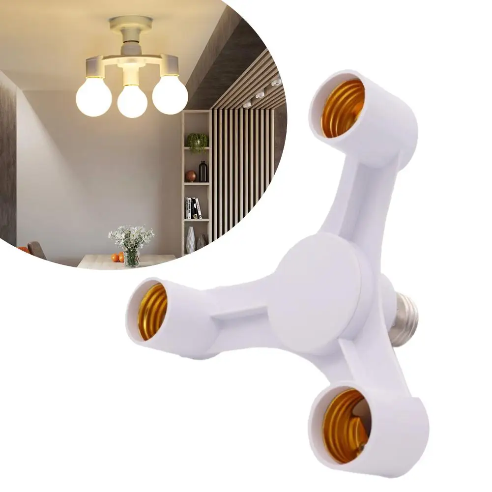 

E27 to E27 LED Bulb Socket Splitter 3In1 Extended Adapter Bracket, Solves Single Socket Insufficient Light Issue, High Stability