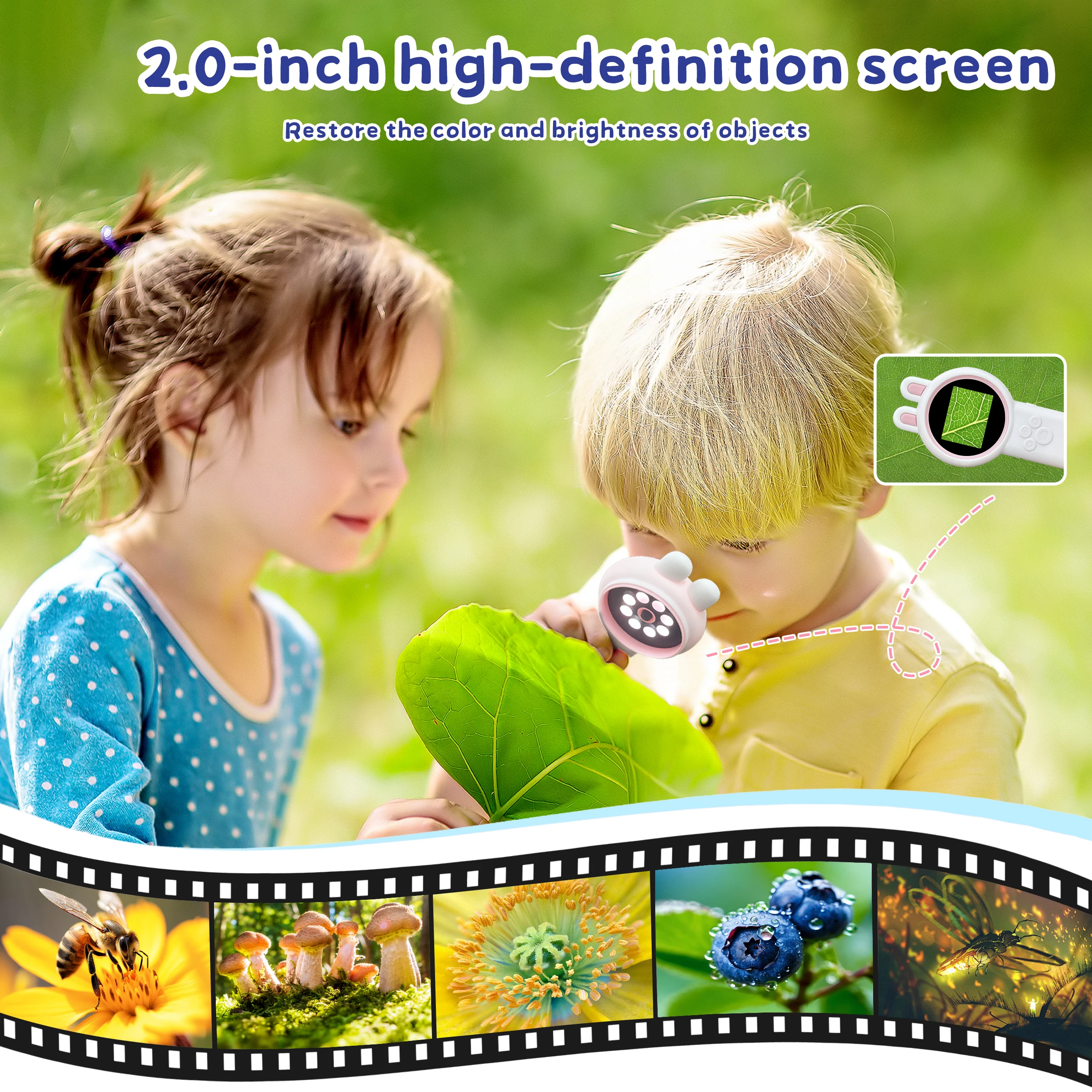 Pocket Microscope Kids 500X Science Toy With Photo And Video Function Mini Handheld Microscope Outdoor Children Educational Toy